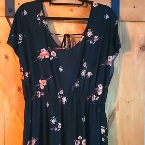 XL ankle length flowered open back sun dress